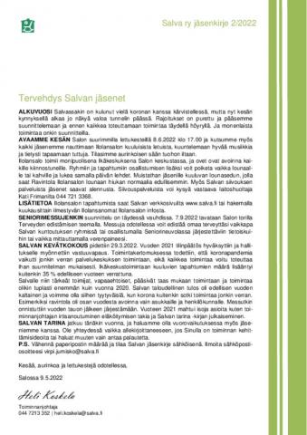 Jäsenkirje 2 2022
